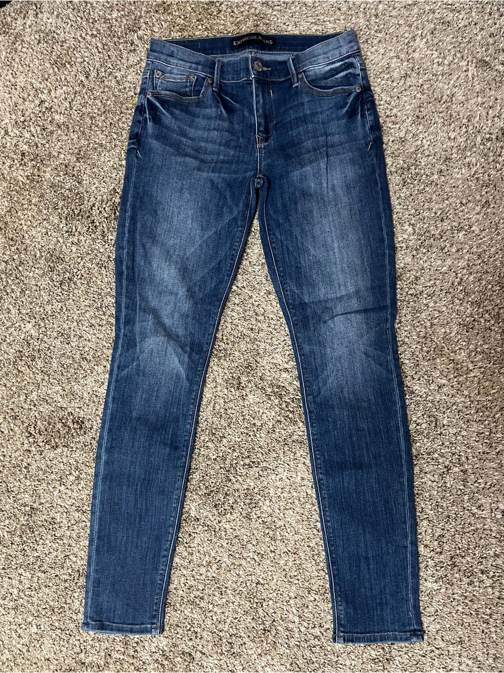 Express Women's Dark Blue Mid-Rise Legging Jeans - Size 4R